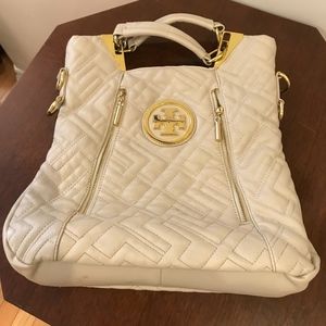 Tory Burch gold and cream handbag final price